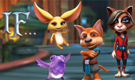 The main characters of the game standing together