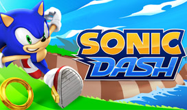 Sonic running alongside the Sonic Dash title treatment